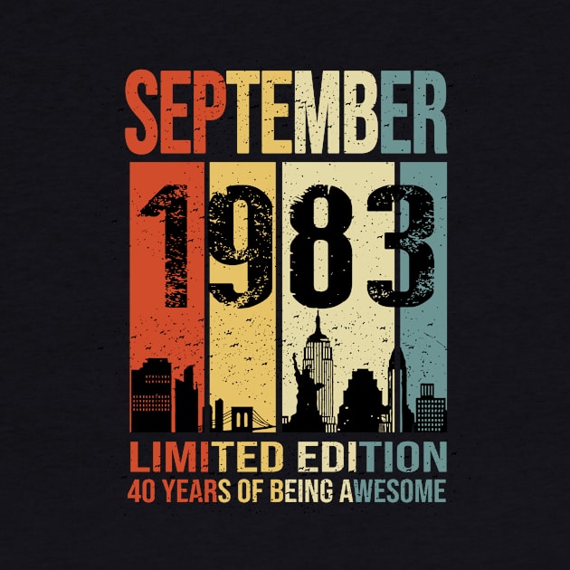 Made In 1983 September Years Of Being Awesome by Red and Black Floral